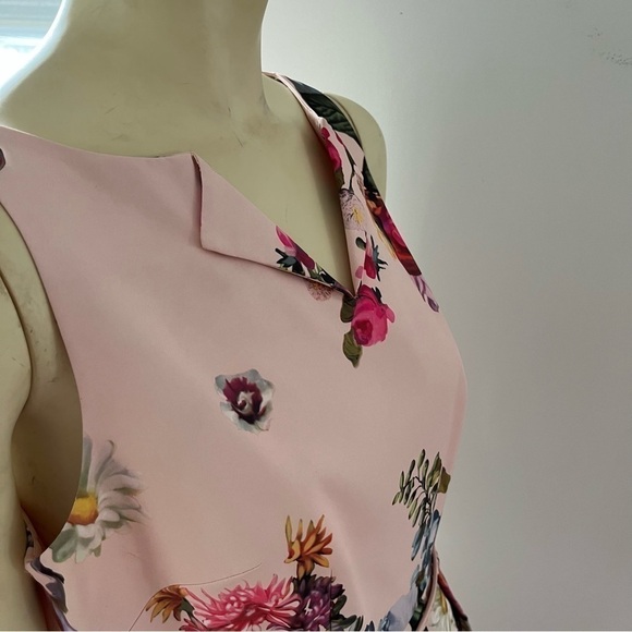 Ted BAKER DEAVON WOMEN'S OIL PAINTING Floral Sleeveless Belted DRESS NUDE PINK 6 - Picture 11 of 15